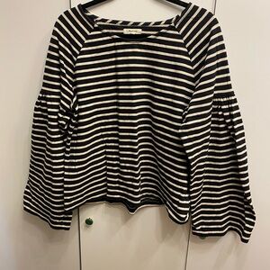 Madewell striped bell sleeve top.